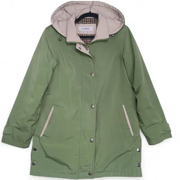 Liz Claiborne Green Utility Jacket with Tan Trim - Picture 1 of 13